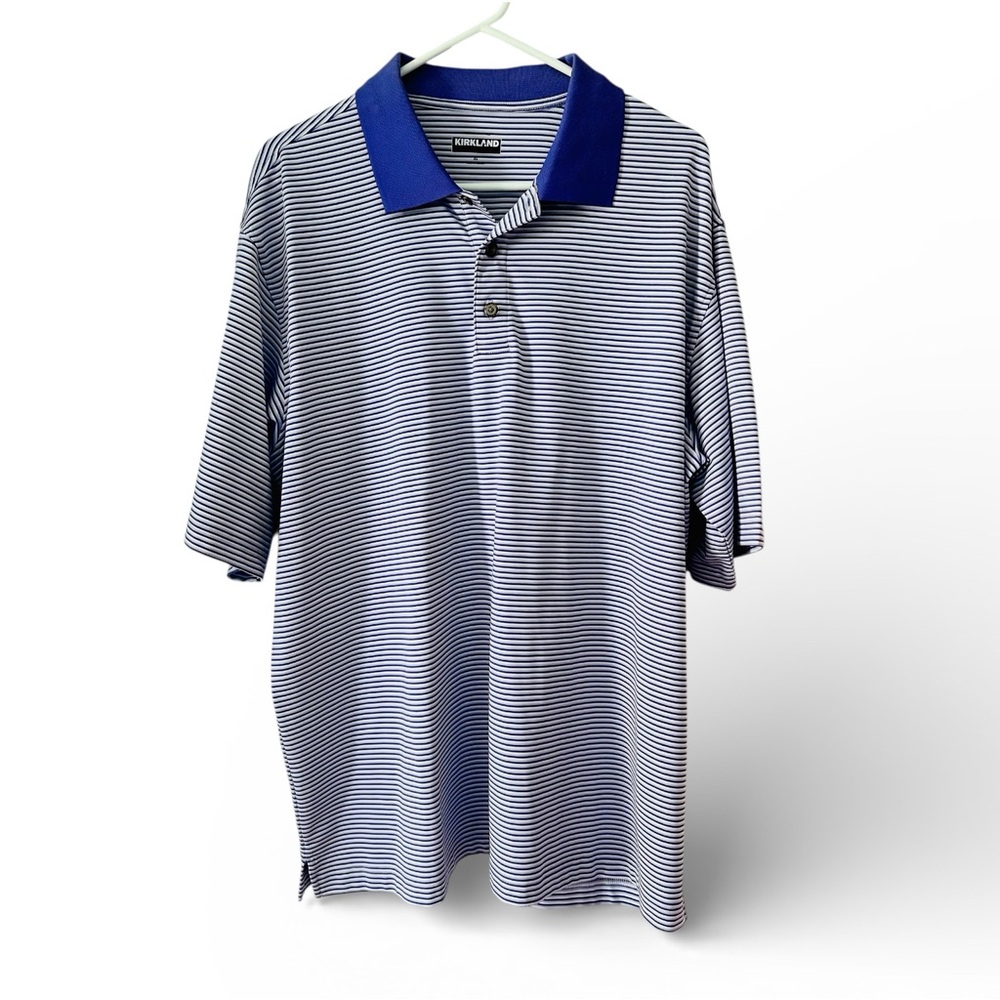 Kirkland Men's XL Purple Striped Polo Shirt